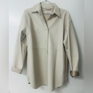 Babaton -Aritzia-Beige Leather Pelli Shirt jacket